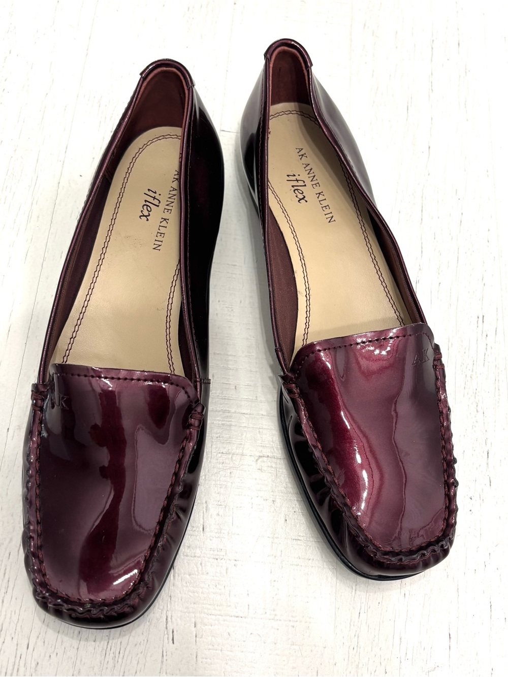 Anne Klein Wine Patent Slip-On Loafers